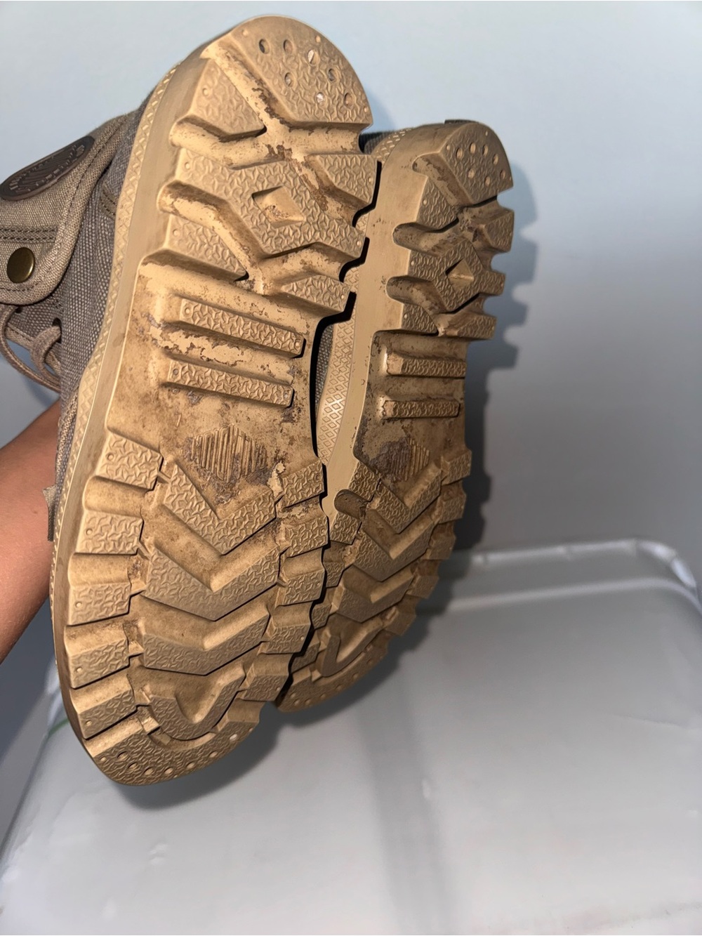 Palladium Khaki + Beige Foldover Boots - Picture 8 of 8